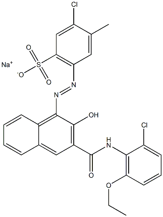 3-Chloro-4-methyl-6-[[3-[[(2-chloro-6-ethoxyphenyl)amino]carbonyl]-2-hydroxy-1-naphtyl]azo]benzenesulfonic acid sodium salt Structure