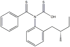 (+)-N-(チオベンゾイル)チオカルバニル酸O-[(S)-2-メチルブチル] 化学構造式