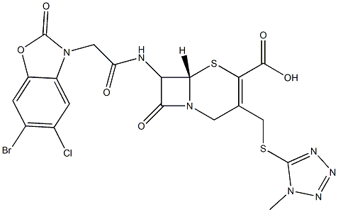 7-[[[(6-Bromo-5-chloro-2,3-dihydro-2-oxobenzoxazol)-3-yl]acetyl]amino]-3-[[(1-methyl-1H-tetrazol-5-yl)thio]methyl]cepham-3-ene-4-carboxylic acid Struktur