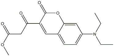3-オキソ-3-[7-(ジエチルアミノ)-2-オキソ-2H-1-ベンゾピラン-3-イル]プロパン酸メチル 化学構造式