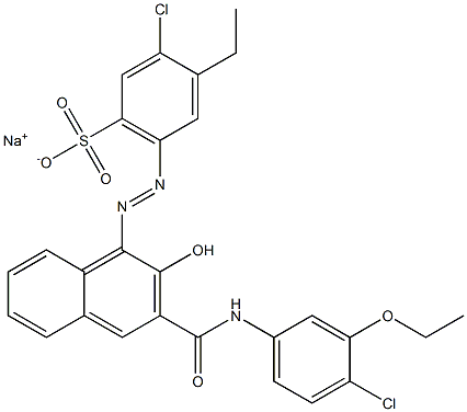 3-Chloro-4-ethyl-6-[[3-[[(4-chloro-3-ethoxyphenyl)amino]carbonyl]-2-hydroxy-1-naphtyl]azo]benzenesulfonic acid sodium salt Structure