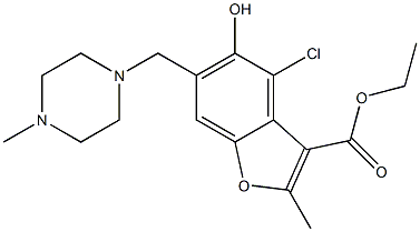 4-Chloro-5-hydroxy-2-methyl-6-[(4-methyl-1-piperazinyl)methyl]-3-benzofurancarboxylic acid ethyl ester Structure