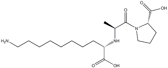 (S)-2-[[(S)-1-[[(2S)-2-カルボキシピロリジン-1-イル]カルボニル]エチル]アミノ]-10-アミノデカン酸 化学構造式