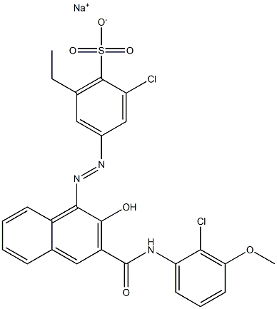 2-Chloro-6-ethyl-4-[[3-[[(2-chloro-3-methoxyphenyl)amino]carbonyl]-2-hydroxy-1-naphtyl]azo]benzenesulfonic acid sodium salt Structure