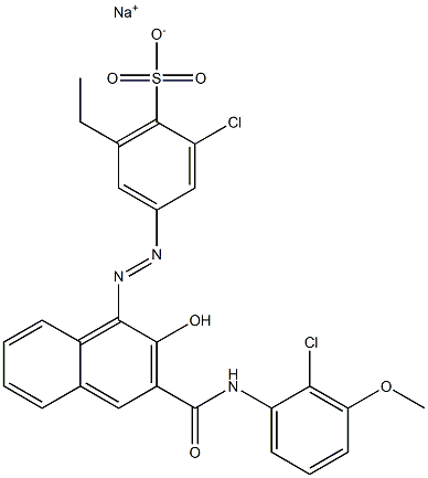 2-Chloro-6-ethyl-4-[[3-[[(2-chloro-3-methoxyphenyl)amino]carbonyl]-2-hydroxy-1-naphtyl]azo]benzenesulfonic acid sodium salt,,结构式