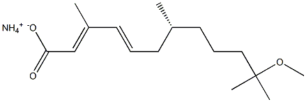 (2E,4E,7R)-11-メトキシ-3,7,11-トリメチル-2,4-ドデカジエン酸アンモニウム 化学構造式
