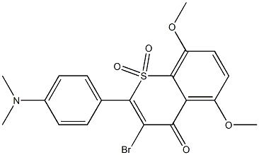 3-Bromo-5,8-dimethoxy-2-(4-dimethylaminophenyl)-4-oxo-4H-1-benzothiopyran 1,1-dioxide Struktur