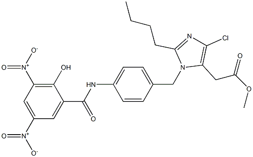 2-ブチル-4-クロロ-1-[4-[2-ヒドロキシ-3,5-ジニトロベンゾイルアミノ]ベンジル]-1H-イミダゾール-5-酢酸メチル 化学構造式