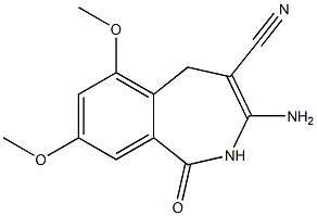 3-Amino-6,8-dimethoxy-1,2-dihydro-1-oxo-5H-2-benzazepine-4-carbonitrile 结构式