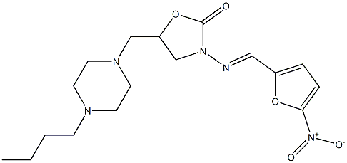 5-[(4-Butyl-1-piperazinyl)methyl]-3-(5-nitrofurfurylidene)amino-2-oxazolidinone Struktur