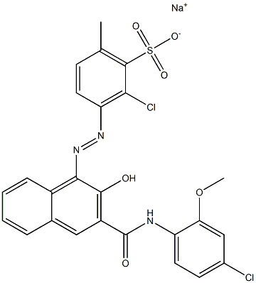 2-Chloro-6-methyl-3-[[3-[[(4-chloro-2-methoxyphenyl)amino]carbonyl]-2-hydroxy-1-naphtyl]azo]benzenesulfonic acid sodium salt 结构式