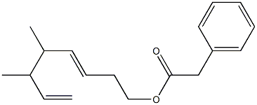 フェニル酢酸5,6-ジメチル-3,7-オクタジエニル 化学構造式
