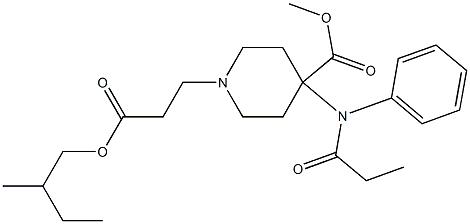 4-メトキシカルボニル-4-(N-フェニル-N-プロパノイルアミノ)ピペリジン-1-プロピオン酸2-メチルブチル 化学構造式