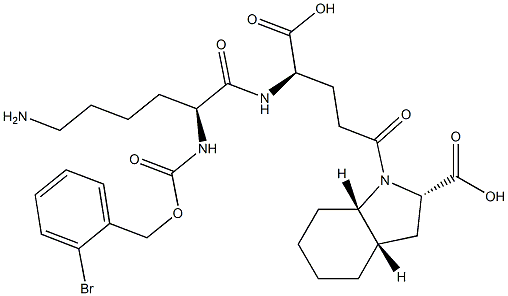 (2S,3aS,7aS)-Octahydro-1-[(4R)-4-[[(2S)-6-amino-2-[(2-bromobenzyloxy)carbonylamino]hexanoyl]amino]-4-carboxybutyryl]-1H-indole-2-carboxylic acid Structure