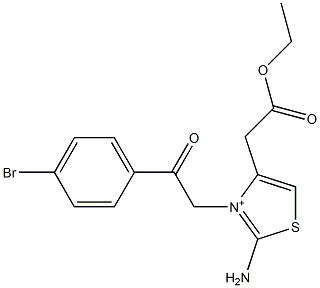 2-Amino-4-(ethoxycarbonylmethyl)-3-[(4-bromophenyl)carbonylmethyl]thiazol-3-ium,,结构式