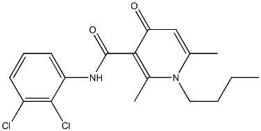 1-ブチル-1,4-ジヒドロ-2,6-ジメチル-4-オキソ-N-(2,3-ジクロロフェニル)ピリジン-3-カルボアミド 化学構造式
