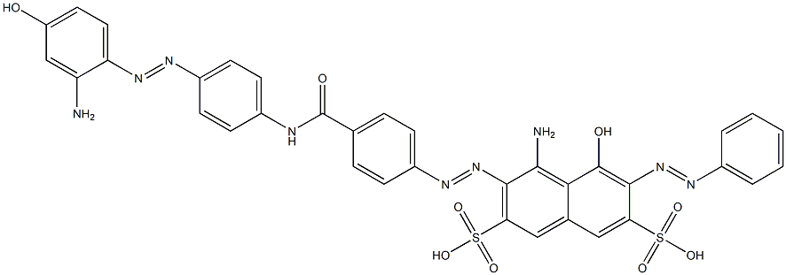 4-Amino-3-[[4-[[[4-[(2-amino-4-hydroxyphenyl)azo]phenyl]amino]carbonyl]phenyl]azo]-5-hydroxy-6-(phenylazo)-2,7-naphthalenedisulfonic acid 结构式