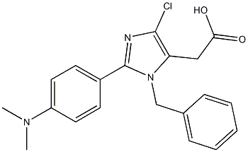 1-ベンジル-2-(4-ジメチルアミノフェニル)-4-クロロ-1H-イミダゾール-5-酢酸 化学構造式