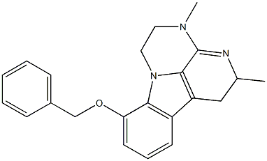10-フェニルメトキシ-3,5-ジメチル-2,3,5,6-テトラヒドロ-1H-3,4,10b-トリアザフルオランテン 化学構造式