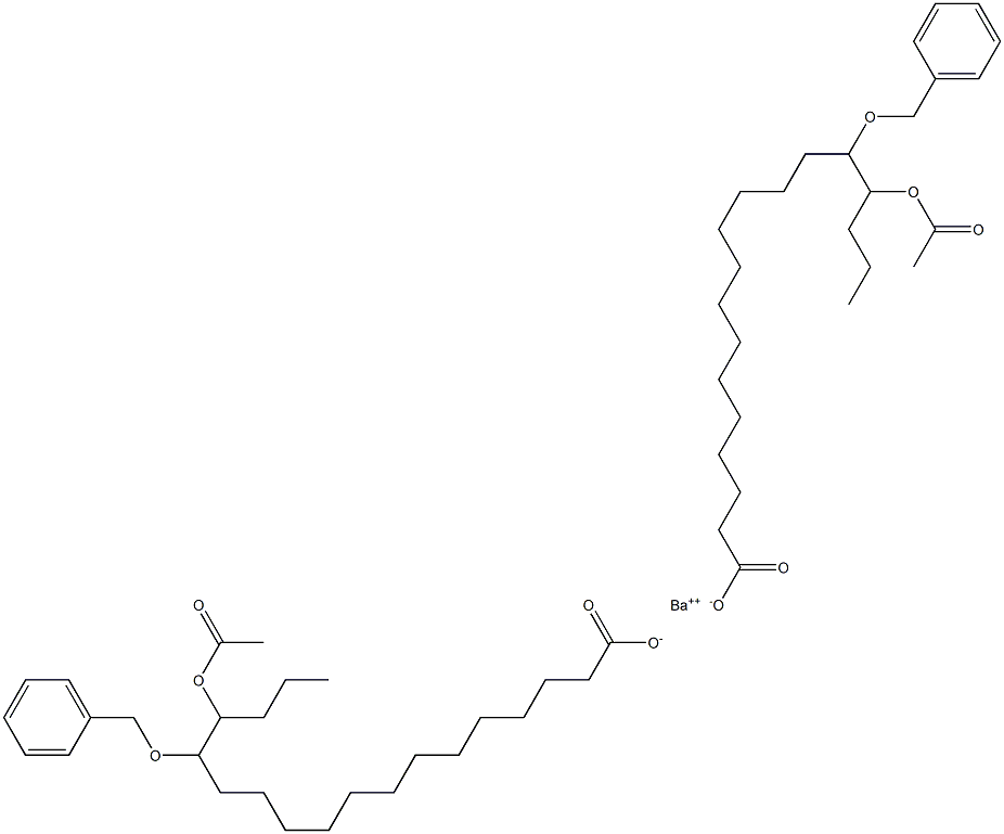 Bis(14-benzyloxy-15-acetyloxystearic acid)barium salt,,结构式