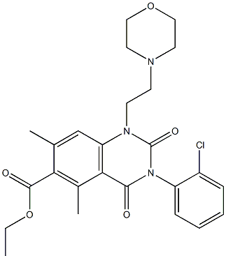 1,2,3,4-Tetrahydro-3-(2-chlorophenyl)-1-(2-morpholinoethyl)-5,7-dimethyl-2,4-dioxoquinazoline-6-carboxylic acid ethyl ester 结构式