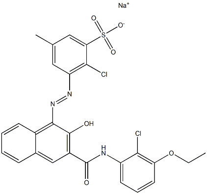 2-Chloro-5-methyl-3-[[3-[[(2-chloro-3-ethoxyphenyl)amino]carbonyl]-2-hydroxy-1-naphtyl]azo]benzenesulfonic acid sodium salt,,结构式