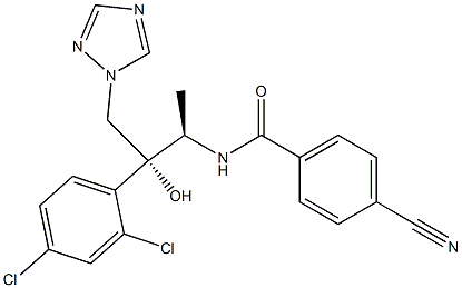 N-[(1R,2R)-2-(2,4-ジクロロフェニル)-2-ヒドロキシ-1-メチル-3-(1H-1,2,4-トリアゾール-1-イル)プロピル]4-シアノベンズアミド 化学構造式