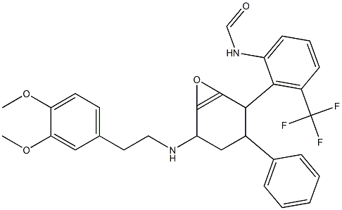 (6-((2-(3,4-Dimethoxyphenyl)ethyl)amino)-2-oxo-4-phenylcyclohex-1-enyl)-N-(3-(trifluoromethyl)phenyl)formamide Struktur