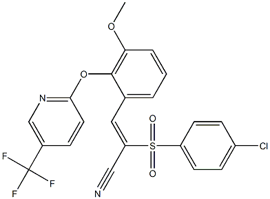 2-((4-Chlorophenyl)sulfonyl)-3-(3-methoxy-2-(5-(trifluoromethyl)(2-pyridyl)oxy)phenyl)prop-2-enenitrile