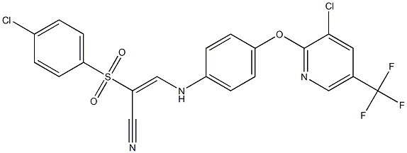 2-((4-Chlorophenyl)sulfonyl)-3-((4-(3-chloro-5-(trifluoromethyl)(2-pyridyloxy))phenyl)amino)prop-2-enenitrile Structure