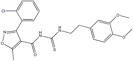 N-(((2-(3,4-dimethoxyphenyl)ethyl)amino)thioxomethyl)(3-(2-chlorophenyl)-5-methylisoxazol-4-yl)formamide Structure