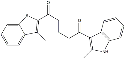 1-(3-METHYL-BENZO[B]THIOPHEN-2-YL)-5-(2-METHYL-1H-INDOL-3-YL)-PENTANE-1,5-DIONE 化学構造式
