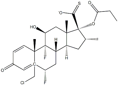 5-CHLOROMETHYL 6A,9A-DIFLUORO-11BETA-HYDROXY-16A-METHYL-3-OXO-17A-(PROPIONYLOXY)-ANDROSTA-1,4-DIENE-17BETA-CARBOTHIOATE Struktur