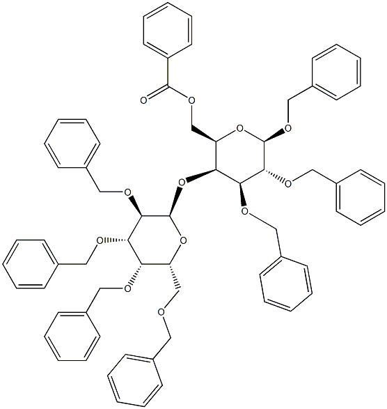 BENZYL 4-O-(2,3,4,6-TETRA-O-BENZYL ALPHA-D-GALACTOPYRANOSYL)-2,3-DI-O-BENZYL-6-O-BENZOYL-BETA-D-GALACTOPYRANOSIDE,,结构式