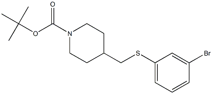 4-(3-Bromo-phenylsulfanylmethyl)-piperidine-1-carboxylic acid tert-butyl ester Struktur