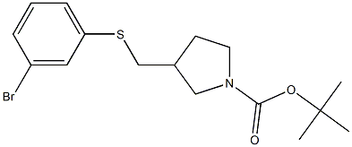 3-(3-Bromo-phenylsulfanylmethyl)-pyrrolidine-1-carboxylic acid tert-butyl ester 化学構造式