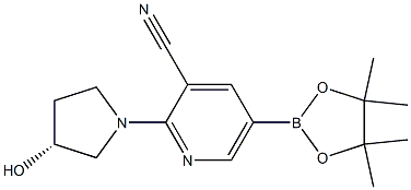 2-((R)-3-hydroxypyrrolidin-1-yl)-5-(4,4,5,5-tetramethyl-1,3,2-dioxaborolan-2-yl)pyridine-3-carbonitrile 结构式