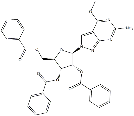 6-Amino-4-methoxy-2-(2,3,5-tri-O-benzoyl-beta-D-ribofuranosyl)-2H-pyrazolo[3,4-d]pyrimidine Struktur