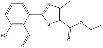 ethyl 2-(2-formyl-3-hydroxyphenyl)-4-methylthiazole-5- carboxylate 化学構造式
