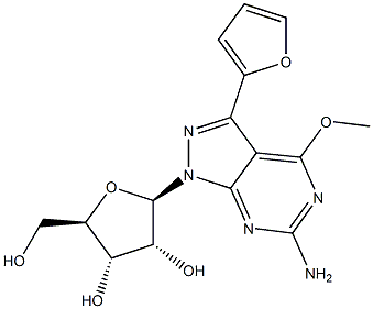 6-Amino-3-(furan-2-yl)-4-methoxy-1-(beta-D-ribofuranosyl)-1H-pyrazolo[3,4-d]pyrimidine Structure