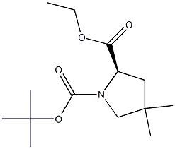 R-1-BOC-4,4-二甲基吡咯烷-2-羧酸乙酯,,结构式