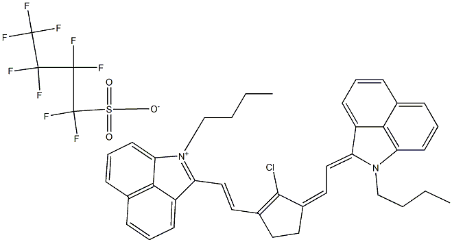 1-butyl-2-((E)-2-((E)-3-((Z)-2-(1-butylbenzo[cd]indol-2(1H)-ylidene)ethylidene)-2-chlorocyclopent-1-en-1-yl)vinyl)benzo[cd]indol-1-ium 1,1,2,2,3,3,4,4,4-nonafluorobutane-1-sulfonate 化学構造式