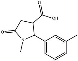 1-Methyl-5-oxo-2-m-tolyl-pyrrolidine-3-carboxylic acid 化学構造式
