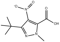 1H-Pyrazole-5-carboxylic acid, 3-(1,1-dimethylethyl)-1-methyl-4-nitro- 化学構造式