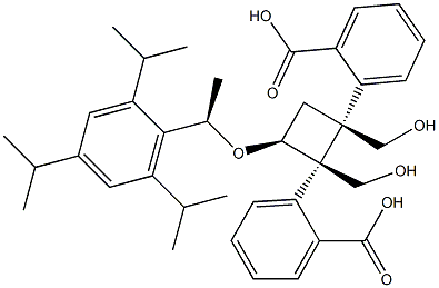 1,2-Cyclobutanedimethanol, 3-[(1R)-1-[2,4,6-tris(1-methylethyl)phenyl]ethoxy]-, 1,2-dibenzoate, (1S,2S,3S)- Structure
