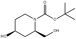 1-N-BOC-(2R,4S)-4-HYDROXY-2-(HYDROXYMETHYL) PIPERIDINE 化学構造式