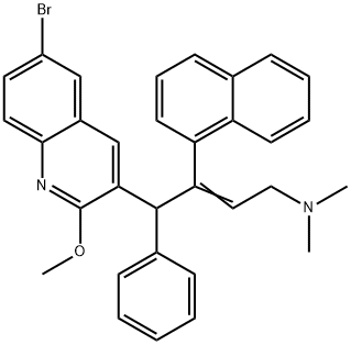 2-Buten-1-amine, 4-(6-bromo-2-methoxy-3-quinolinyl)-N,N-dimethyl-3-(1-naphthalenyl)-4-phenyl- Struktur