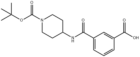 3-[1-(tert-Butoxycarbonyl)piperidin-4-ylcarbamoyl]benzoic acid Struktur
