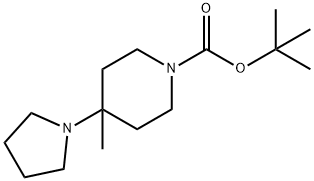 1-Piperidinecarboxylic acid, 4-methyl-4-(1-pyrrolidinyl)-, 1,1-dimethylethyl ester,1061683-26-8,结构式