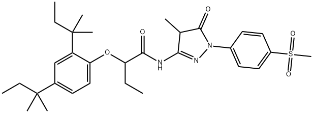 1-(4-Methylsulfonylphenyl)-3-(2,4-di-tert.-pentylphenoxi)butyramido-4-methylpyrazolon-(5) 结构式